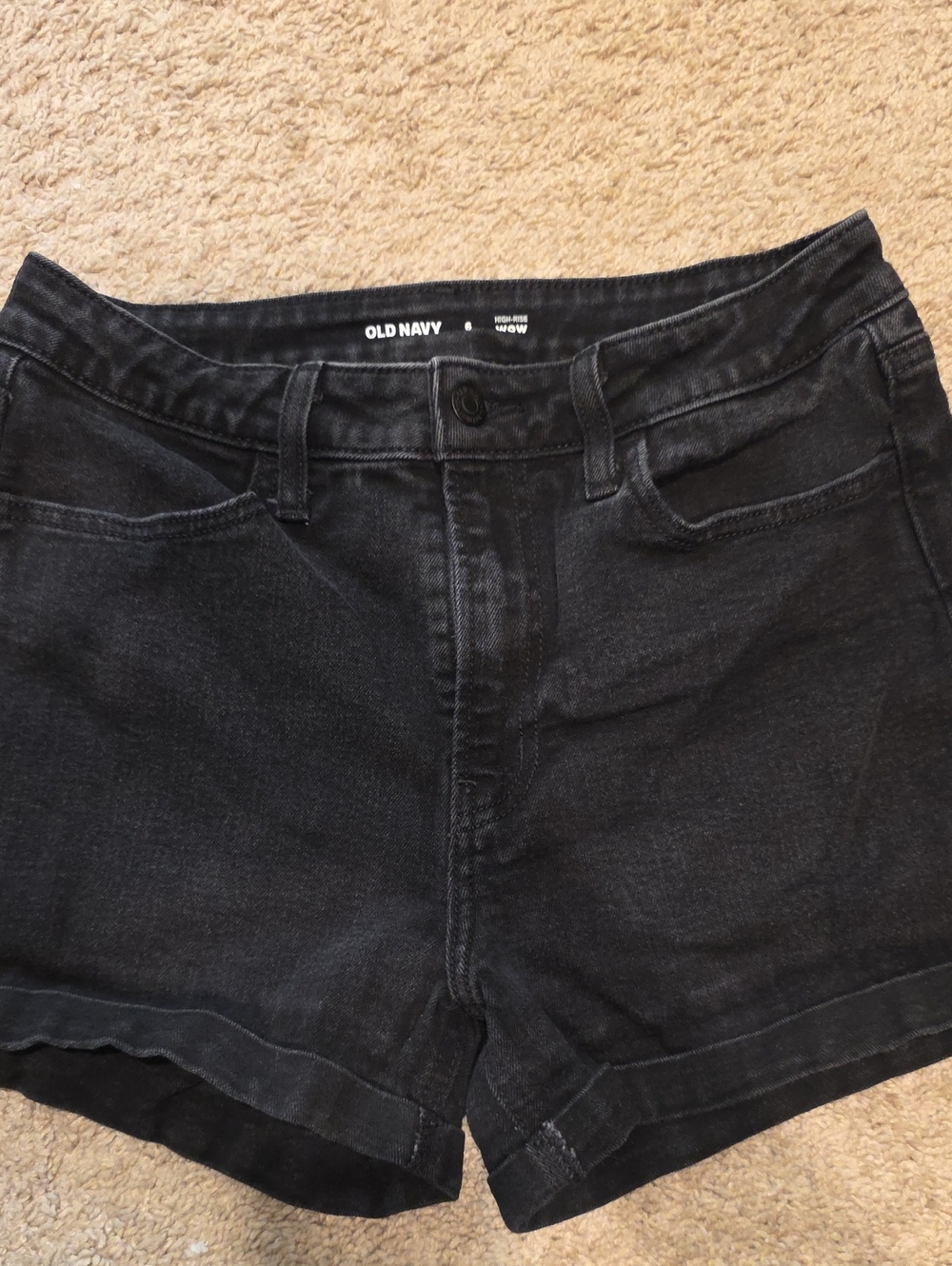 Old Navy Black Denim Roll-Hem Shorts